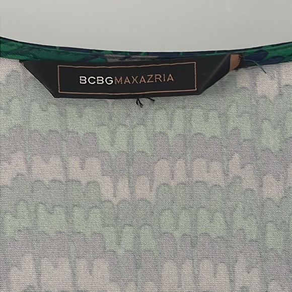 BCBG Maxazria Green and Blue Ruched Long Sleeve  Dress - Picture 7 of 8